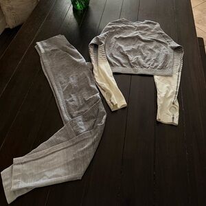 Gray and White Two-Piece Activewear Set